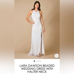 NWT Wedding dress with halter neckline and beautiful beading by LARA New York